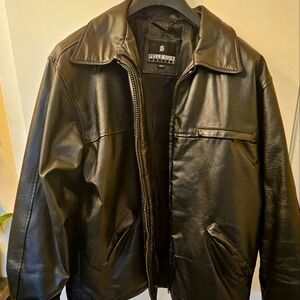Mens medium black Pelle Cuir leather jacket